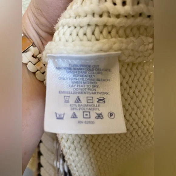 Lands' End shawl collar cable-knit cardigan sweater snowflake pattern Women’s L - Picture 9 of 10